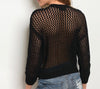 Ruffle Netted Deep V Sweater