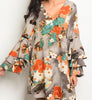 Fleur De Lis Bell Sleeve Dress