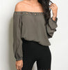 Grommet Top- Olive