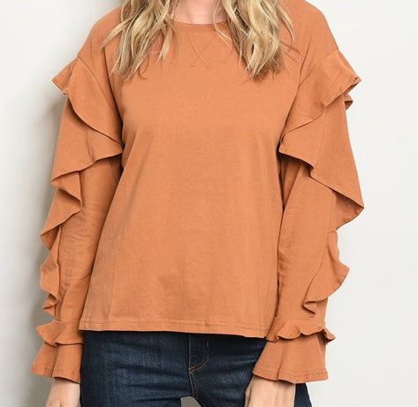 Swirl Sleeve T-Sweater-Peanut